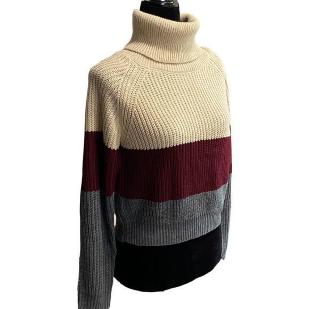 SHEIN women's gray knit turtleneck cropped top‎ sweater Small fall colors